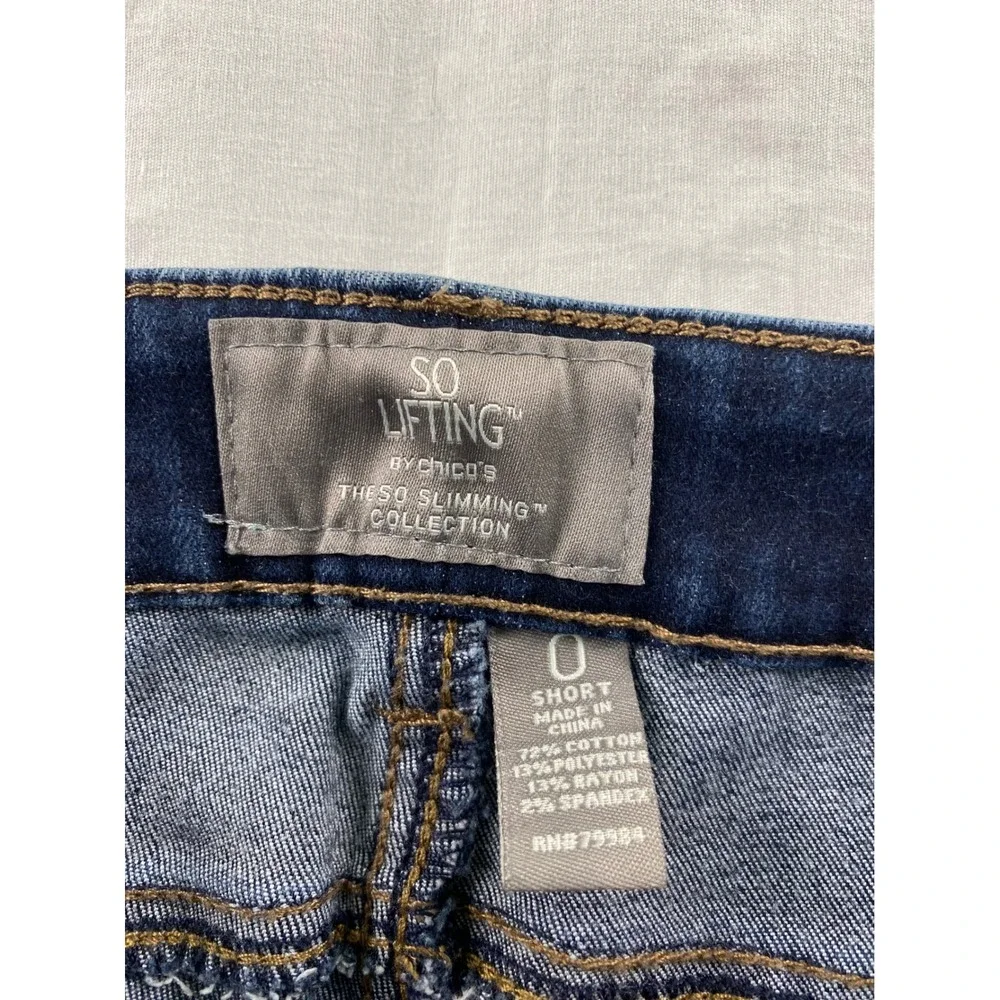 Chicos So Lifting‎ So Slimming Jeans Dark Wash Straight Leg Blue Womens Size 0 S